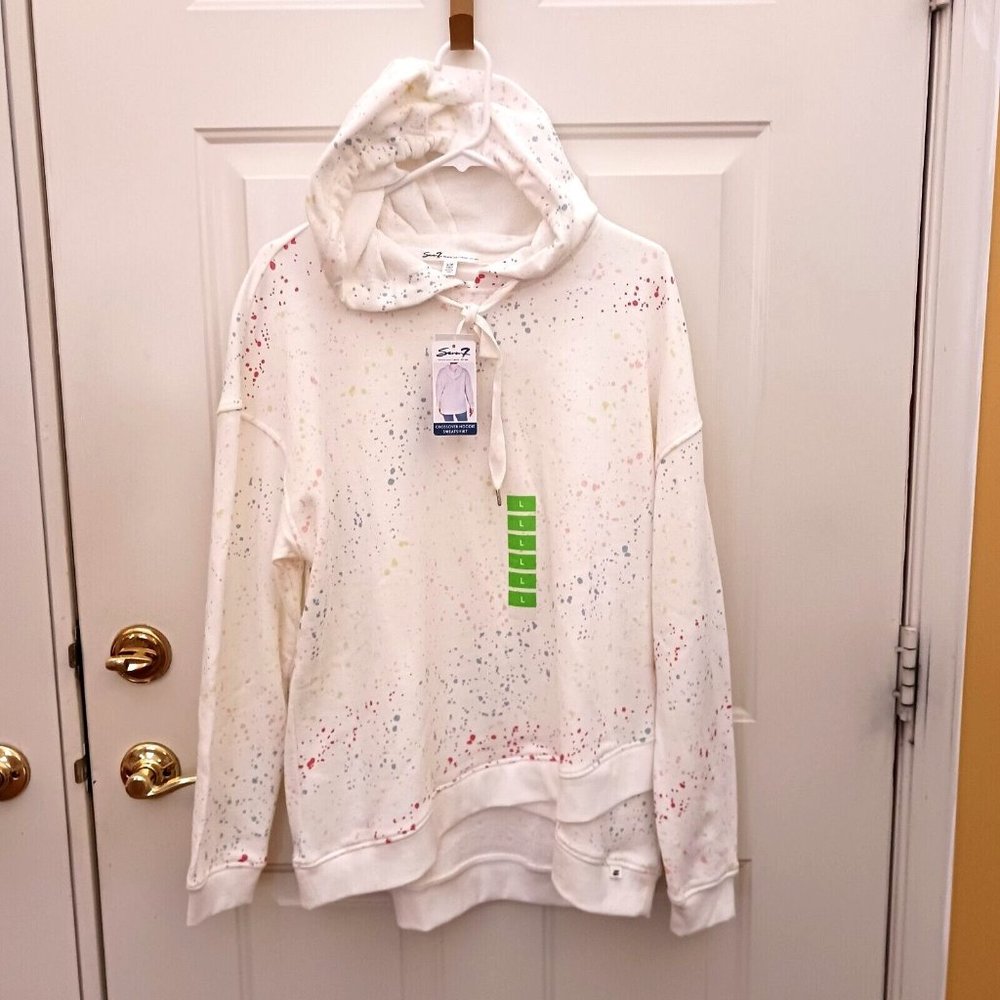 Seven 7 Brand Crossover Hoodie Sweatshirt Paint Splatter Size L‎ New